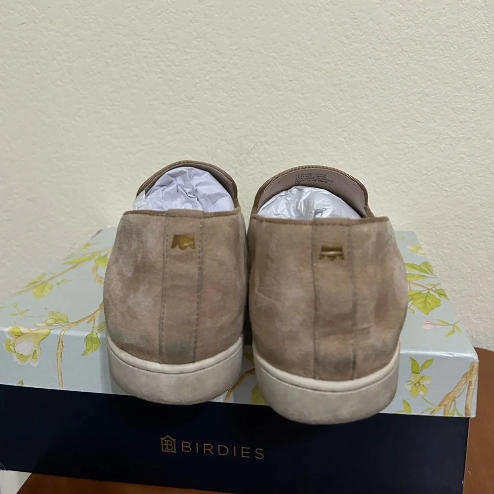 BIRDIES The Swift Classic Shell Suede Slip On Sneaker Beige Tan Loafer Size 9.5